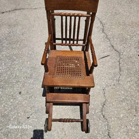Antique Oak Stroller High Chair