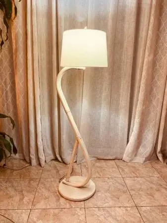 Vintage Curved Bamboo Floor Lamp