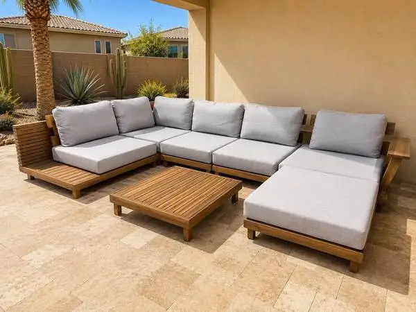 Teak Outdoor 7 Piece Sunbrella Cushions Lounger Patio Furniture Set *N