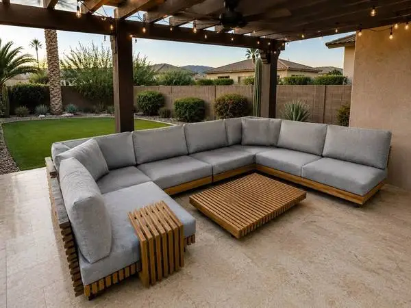 Teak 9 Piece Outdoor Patio Furniture Set/ Sunbrella Cushions *New in B