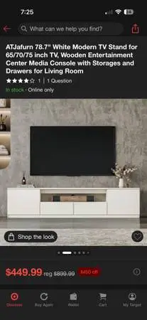 78” White tv stand
