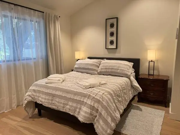 Queen Platform Bed + Mattress + Protector + Cover