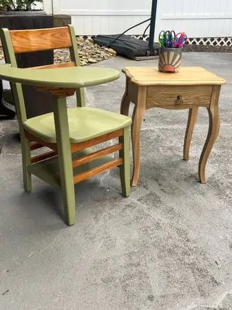 Child’s School Desk and Side Table