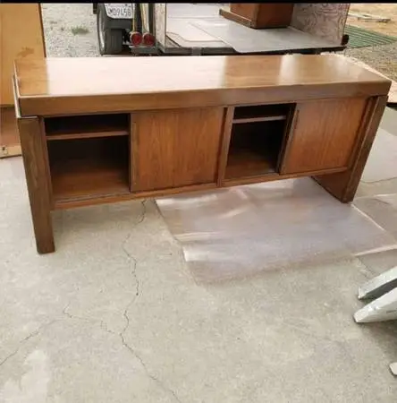 Mid-Century vintage 70 walnut Credenza, Storage cabinet.Buffet  H30