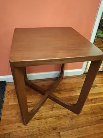 Modern Solid Wood End Table With X-Base Design- New!