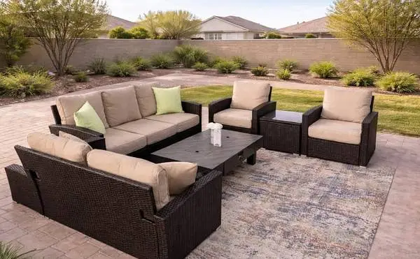 Outdoor Patio Rattan Conversation Set Brown *New*
