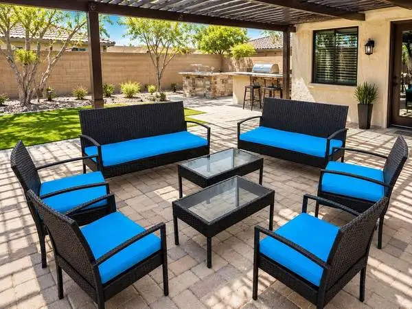 8 Piece Rattan Steel Frame Patio Furniture Set *New*