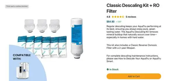 AquaTru Classic RO Filter + Descaling Kit – New