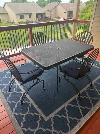 Heavy Duty Wrought Iron Vintage Patio Table & Chairs