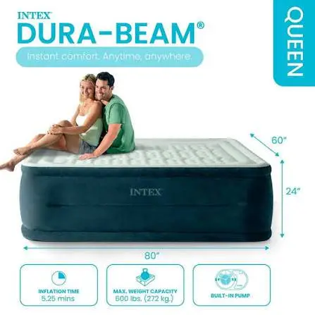 Intex 24 Queen Dream Lux Pillow Top Dura-Beam Airbed Mattress.