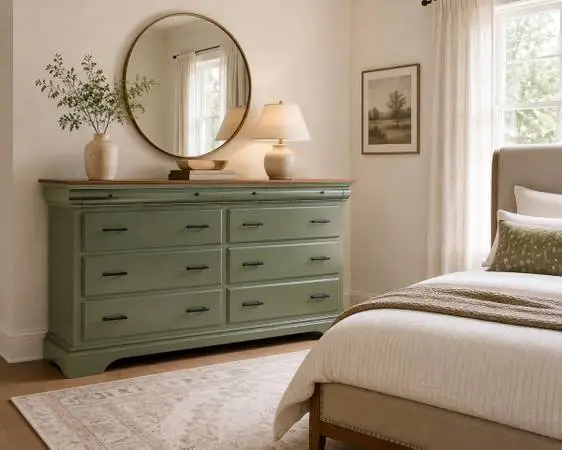 Green modern, solid wood dresser