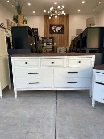White solid oak long dresser