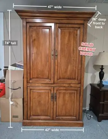 Solid Cherry Wood Armoire / Wardrobe