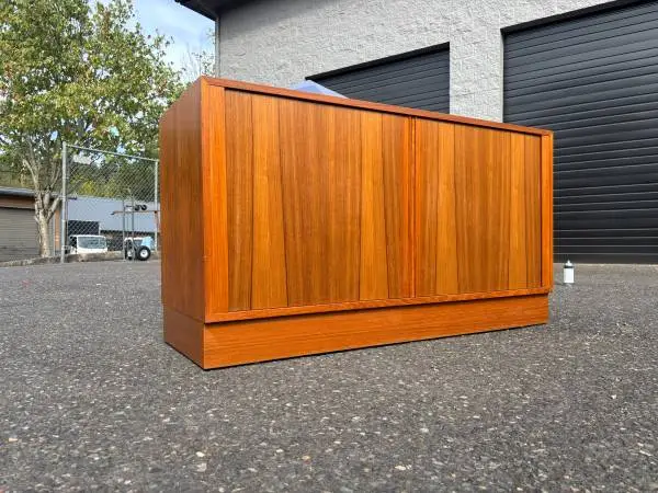 Danish Teak Tambour Door Credenza