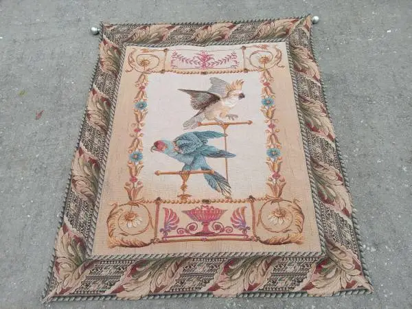BEAUTIFUL LARGE Parrot and Cockatoo BIRD TAPESTRY wall hanging