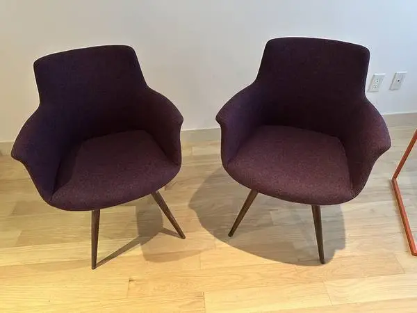 CHAIRS: PAIR - STURDY AND PADDED; Burgundy
