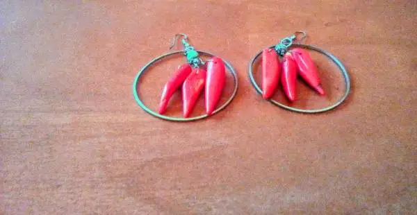 NATIVE AMERICAN STERLING SILVER RED CORAL LARGE DANGLE PIERCED EARRING