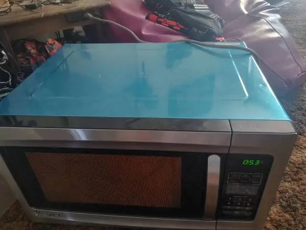 Unique blue large microwave