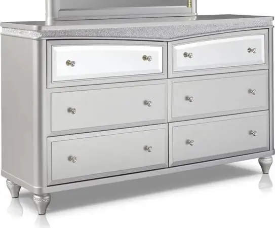 Platinum Mirrored 6-Drawer Dresser