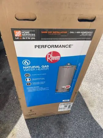 Rheem 40 gallon water heater installed