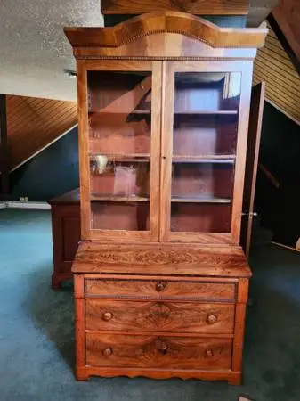 Antique Bookcase Secretariat with Drawers