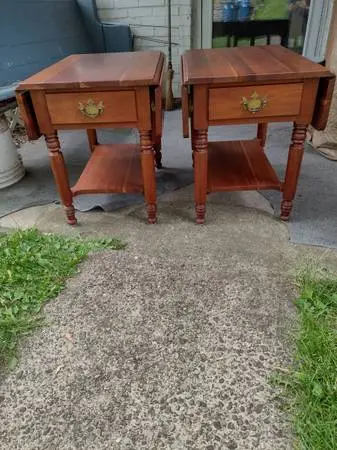 Amazing pair of solid cherry drop-leaf end tables