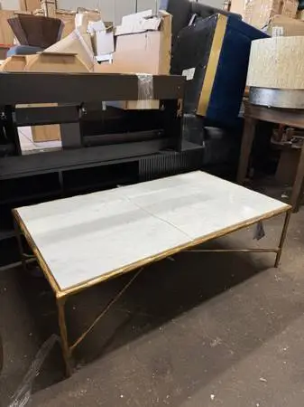 Safavieh Evelynn 48 Marble Coffee Table, Brass Base