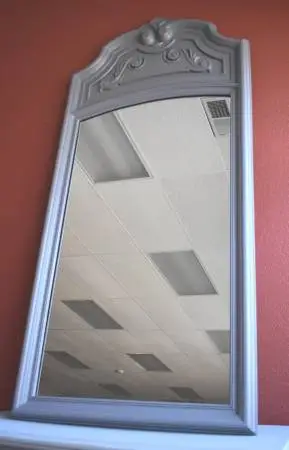 Ornate Hardwood Framed Mirror with Scroll Pediment at Top