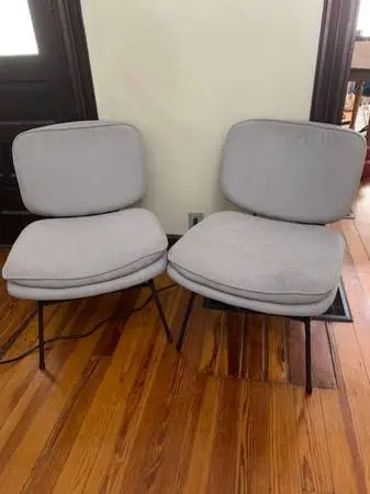 Modern Slipper Accent Lounge Chair Set - Grey