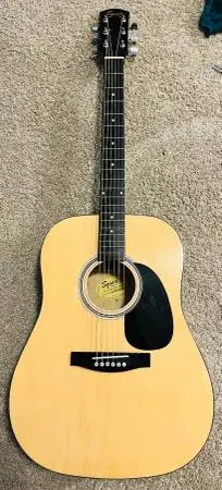 Squier By Fender  093Acoustic Guitar Dreadnoughty NEW STRINGS & PRO SE