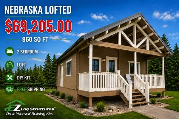 Nebraska Lofted – 960 sq’ Prefabricated Cabin/Home Package