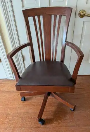 Stickley Solid Wood Swivel Desk Chair with Arms