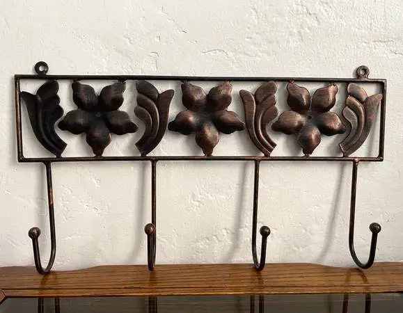 Vintage Wrought Iron Wall Rack