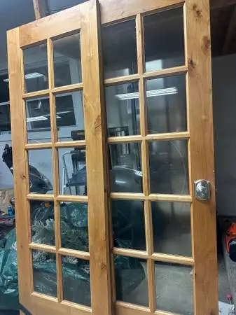 Wood double door