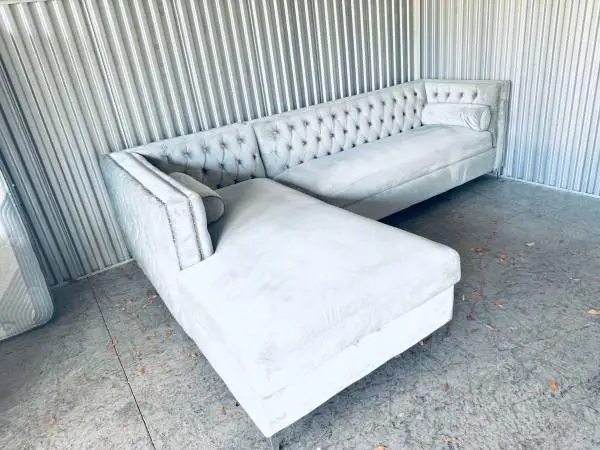 Glamorous High End Z Gallerie Crystal Encrusted Sectional Sofa w/Storage