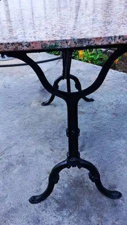 French Pastry Table with Granite Top, Cast Iron Frame - Gorgeous
