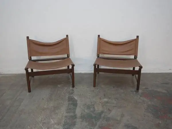Swedish Stretch Leather Chair in Dark Teak AS-IS (Only 1 Left)