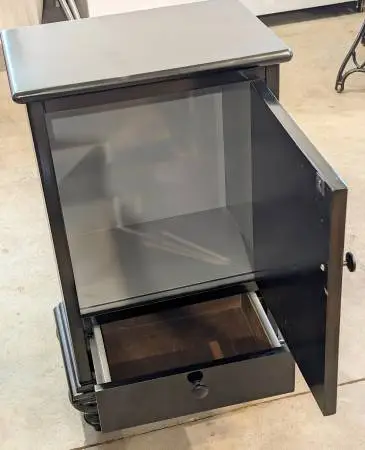 Black Storage Cabinet With Cupboard & Drawer
