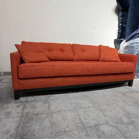 Modern 3-Seat Orange Sofa with Cushions