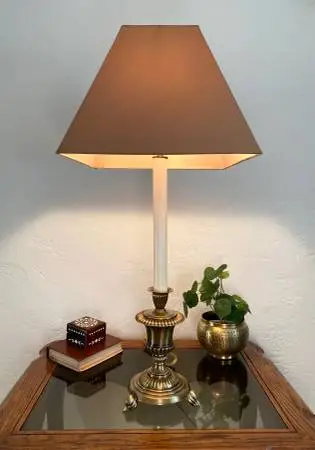 Vintage Brass Candlestick Table Lamp