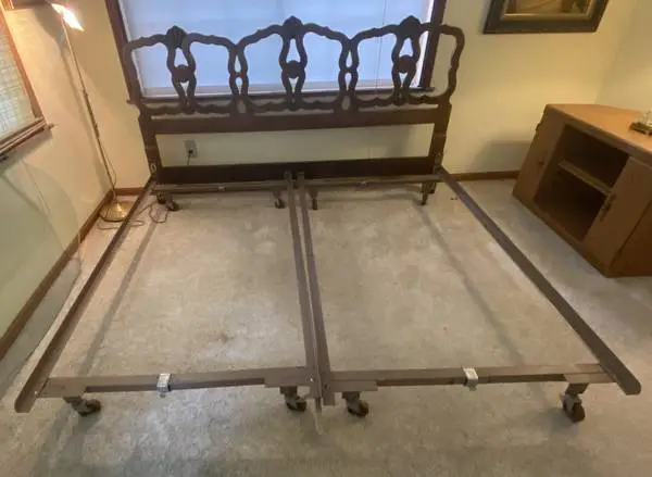 King size bed frame and French Provincial style headboard