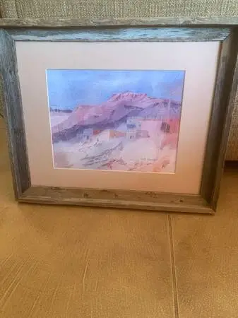 Pueblos And Mountains Original Watercolor By Dott Beeson