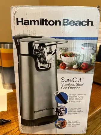 Hamilton Beach SureCut Stainless Steel Can Opener-Never Used