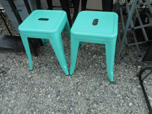 2 Modern Metal Stools 18High