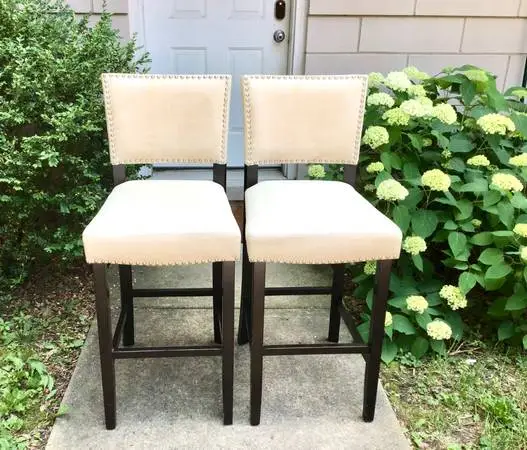 Set of 2 upholstered counter chairs with washable covers 27”