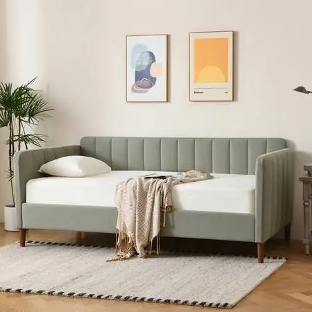 Sage Green Upholstered Daybed with brand new mattress