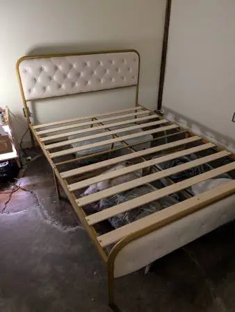 Velvet Upholstered Platform Bed, Queen