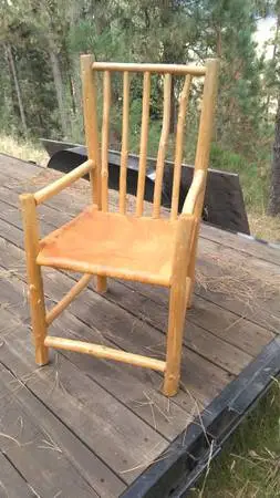 Hand made pine and leather chairs