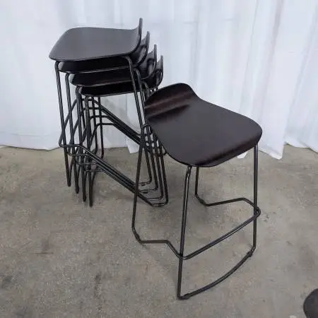 Molded Ply and Tubular Steel Stackable Stools Espresso/Graphite