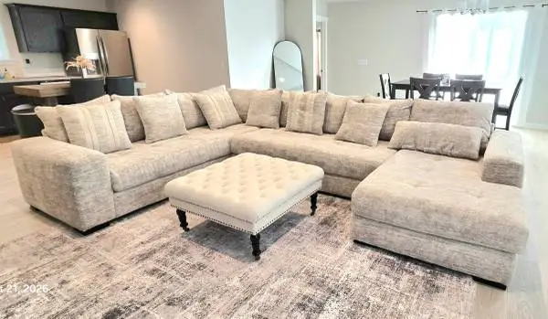 Upholstered Teddy Bear Soft Fabric Sectional with Chaise Includes all